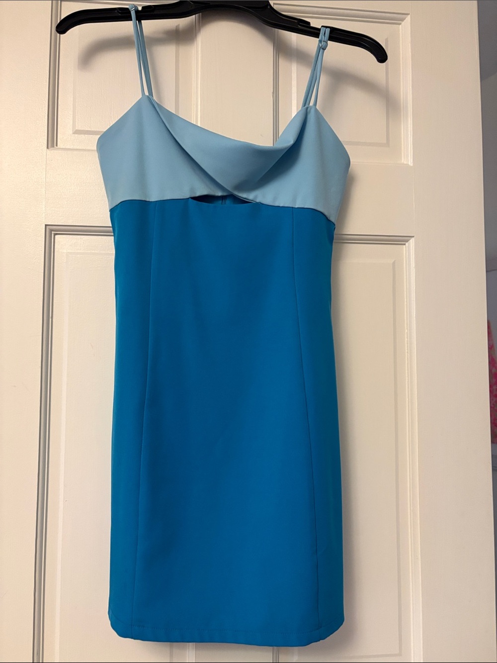 Papermoon Two-Tone Light Blue and Teal Spaghetti Strap Dress XS EUC
